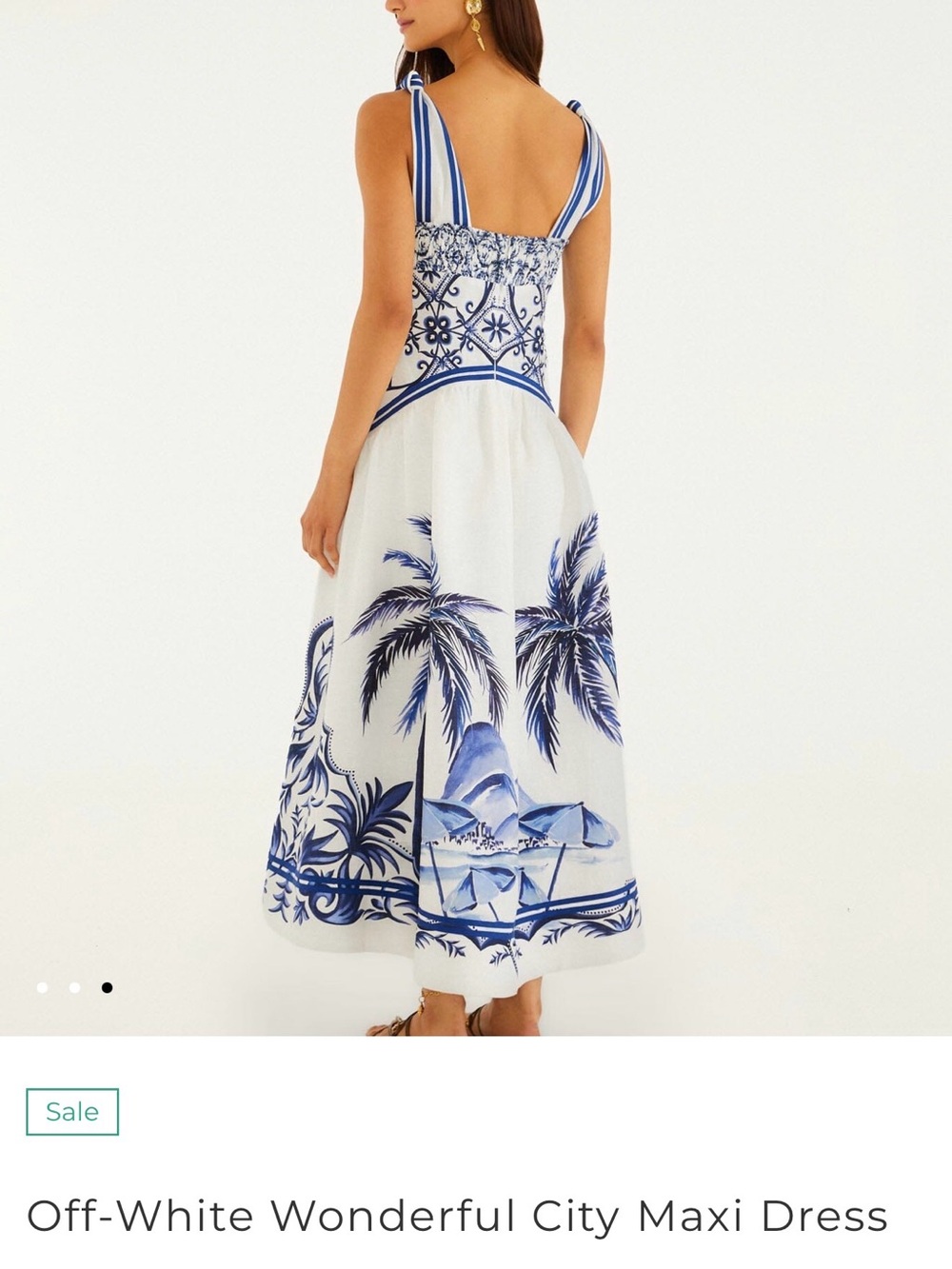 FARM Rio White and Navy Tropical-Print Midi Dress - Picture 3 of 7